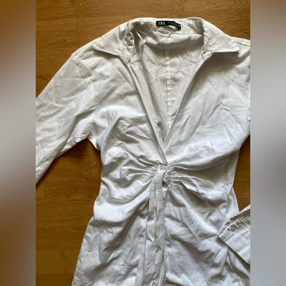 Zara collared front-tie shirt dress - Picture 2 of 7